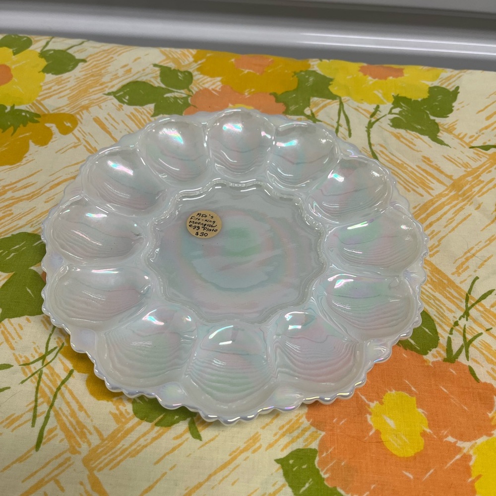 Super Rare Fire-king Moonglow Devil egg plate